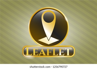  Gold badge with map pointer icon and Leaflet text inside