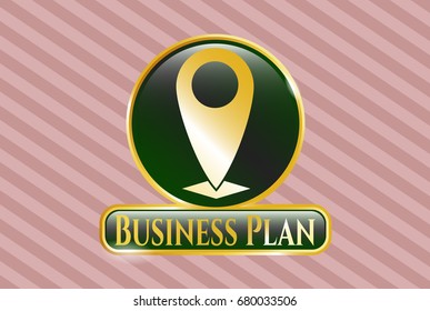  Gold badge with Map Pointer icon and Business Plan text inside