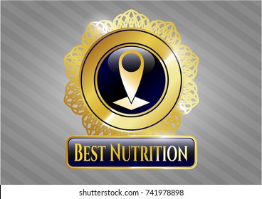  Gold badge with map pointer icon and Best Nutrition text inside