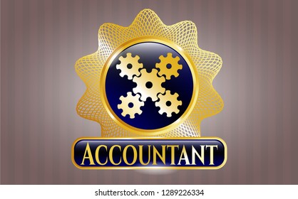  Gold badge with mechanism icon and Accountant text inside