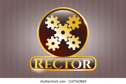  Gold badge with mechanism icon and Rector text inside