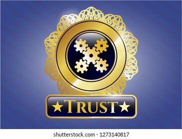 Gold badge with mechanism icon and Trust text inside