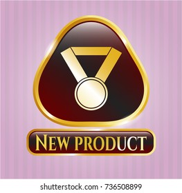  Gold badge with medal icon and New Product text inside