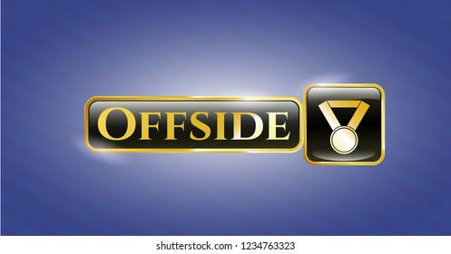  Gold badge with medal icon and Offside text inside