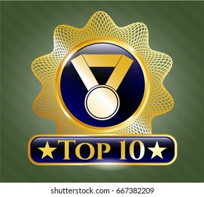  Gold badge with Medal icon and Top 10 text inside