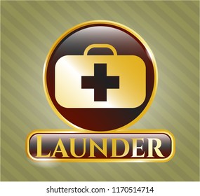 Gold badge with medical briefcase icon and Launder text inside
