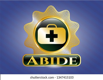  Gold badge with medical briefcase icon and Abide text inside