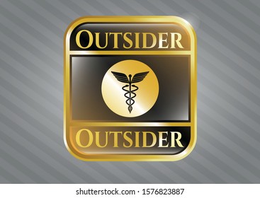  Gold badge with medicine icon and Outsider text inside