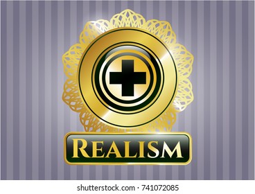  Gold badge with medicine icon and Realism text inside