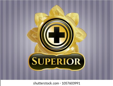  Gold badge with medicine icon and Superior text inside