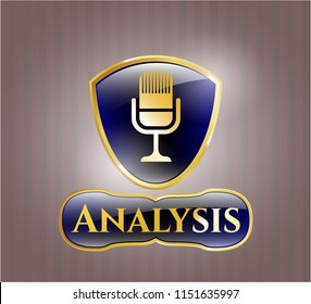  Gold badge with microphone icon and Analysis text inside