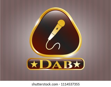  Gold Badge With Microphone Icon And Dab Text Inside