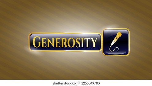  Gold badge with microphone icon and Generosity text inside