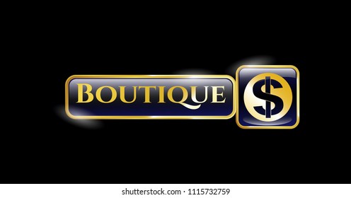  Gold badge with money icon and Boutique text inside