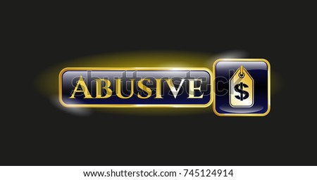  Gold badge with money tag icon and Abusive text inside Stock photo © 