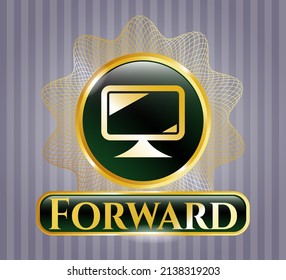 Gold badge with monitor icon and Forward text inside