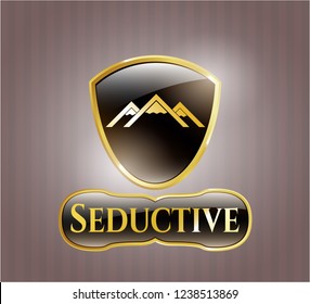  Gold badge with mountain icon and Seductive text inside