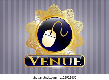  Gold badge with mouse icon and Venue text inside