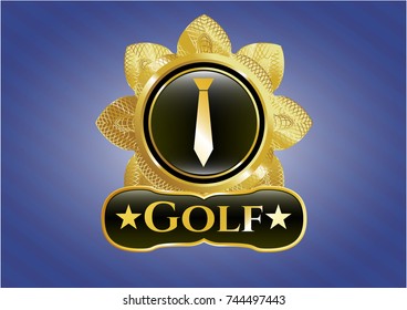  Gold badge with necktie icon and Golf text inside