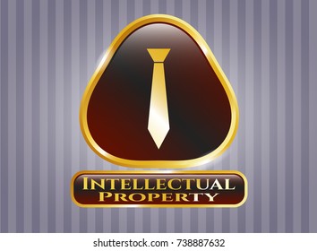  Gold badge with necktie icon and Intellectual property text inside