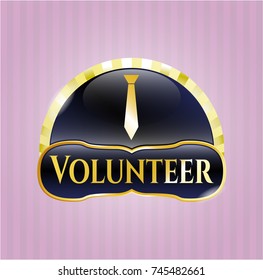  Gold badge with necktie icon and Volunteer text inside