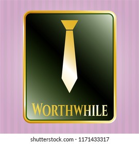  Gold badge with necktie icon and Worthwhile text inside