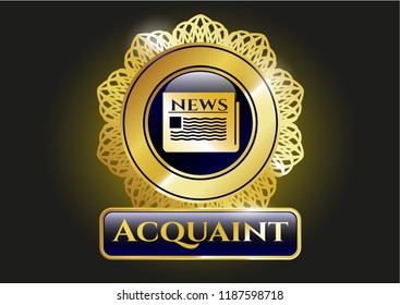  Gold badge with newspaper icon and Acquaint text inside