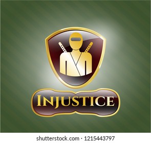  Gold badge with ninja icon and Injustice text inside