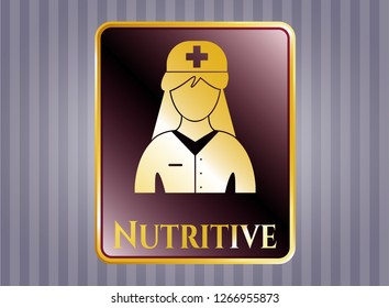  Gold badge with nurse icon and Nutritive text inside