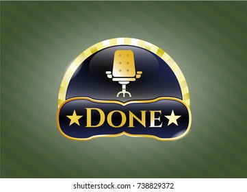  Gold badge with office chair icon and Done text inside