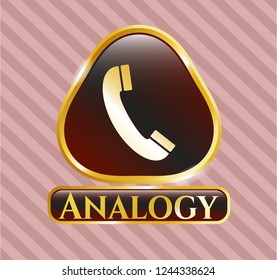 Gold badge with old phone icon and Analogy text inside