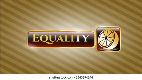  Gold badge with orange icon and Equality text inside