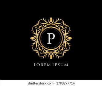 Gold Badge P Letter Logo Luxury Stock Vector (Royalty Free) 1798297714 ...