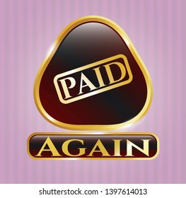  Gold badge with paid icon and Again text inside