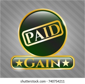  Gold badge with paid icon and Gain text inside
