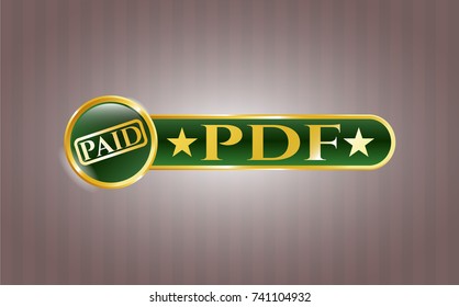  Gold badge with paid icon and PDF text inside
