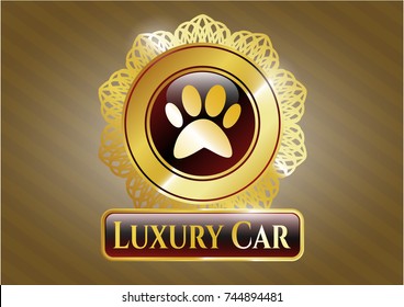  Gold badge with paw icon and Luxury Car text inside