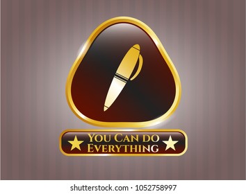    Gold badge with pen icon and You Can do Everything text inside
