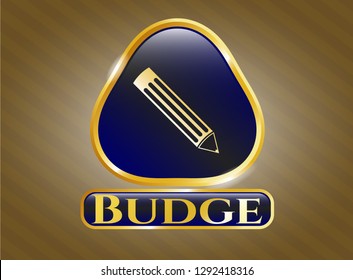  Gold badge with pencil icon and Budge text inside