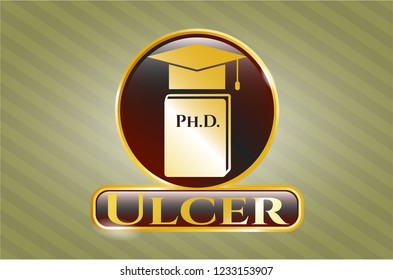  Gold badge with Phd thesis icon and Ulcer text inside