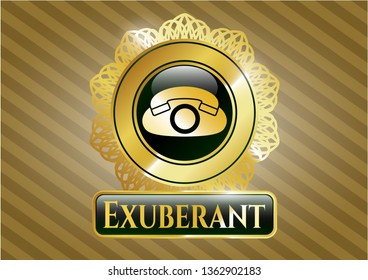  Gold badge with phone icon and Exuberant text inside