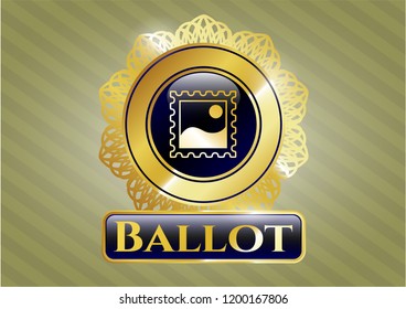  Gold badge with picture icon and Ballot text inside