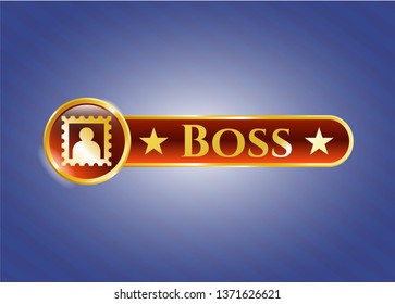 Gold badge with picture icon and Boss text inside