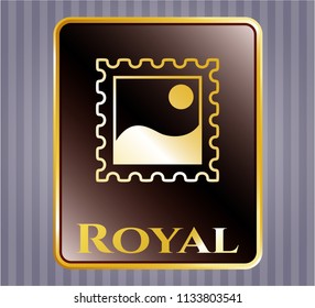  Gold badge with picture icon and Royal text inside