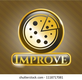  Gold badge with pizza icon and Improve text inside