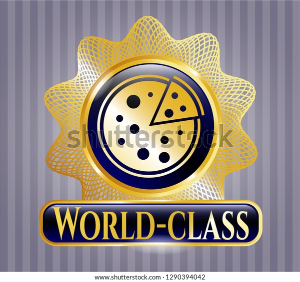 Gold Badge Pizza Icon Worldclass Text Stock Vector Royalty Free