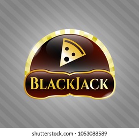  Gold badge with pizza slice icon and BlackJack text inside