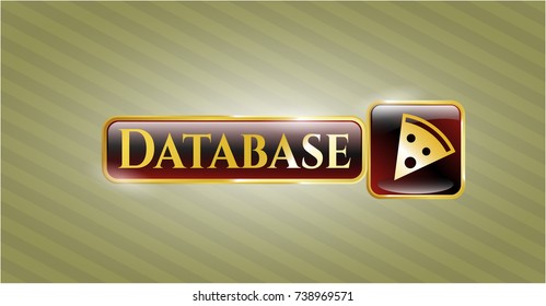  Gold badge with pizza slice icon and Database text inside