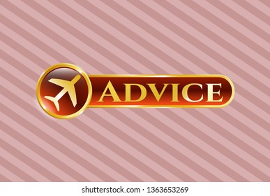  Gold badge with plane icon and Advice text inside