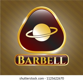  Gold badge with planet, saturn icon and Barbell text inside